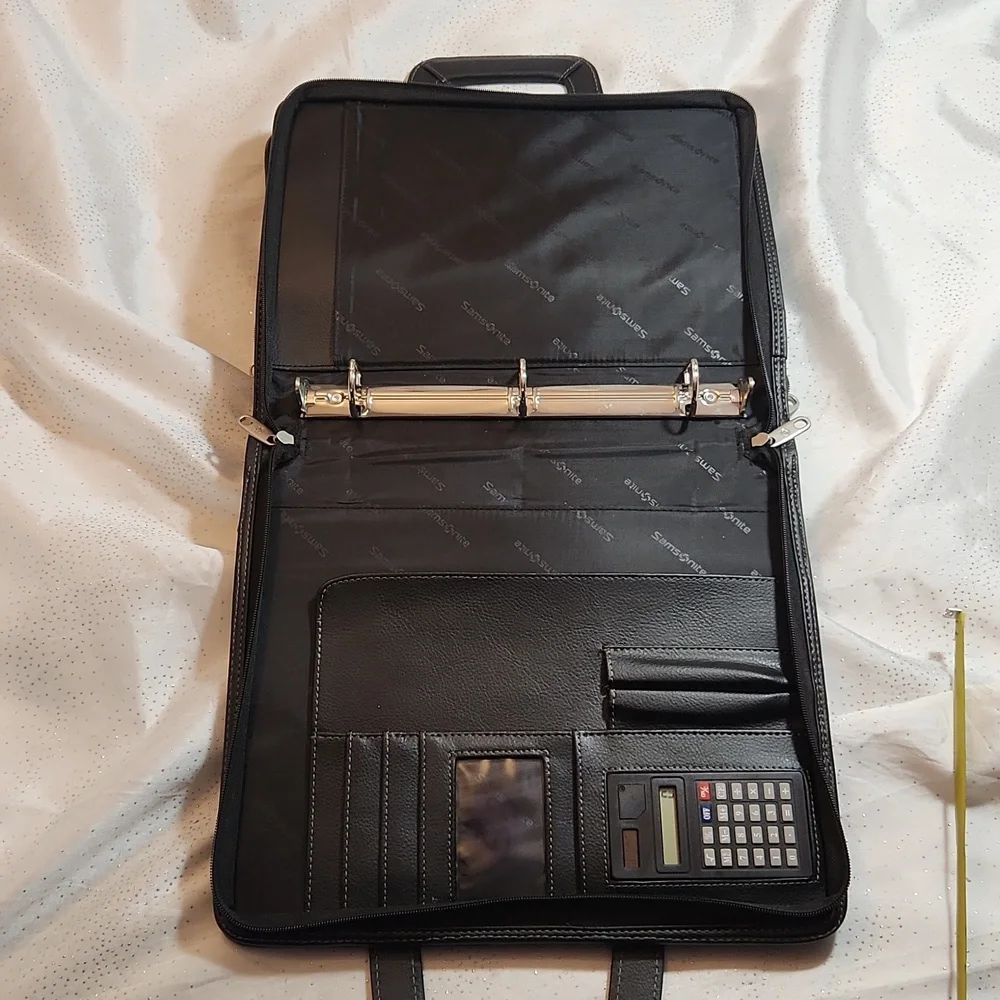 Samsonite black faux leather laptop tablet bag